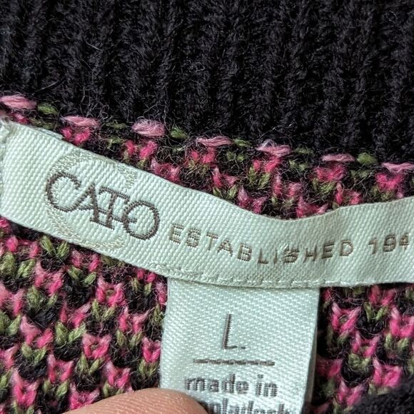 Cato Vintage Rose Print Sweater | Puff Sleeve Square Neck Knit Pullover L NWT - Picture 5 of 8